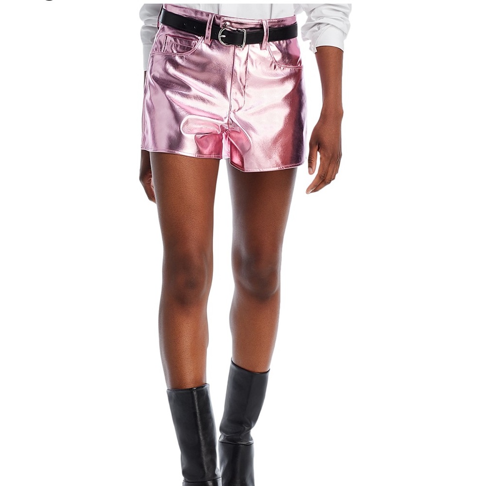 Pink Metallic Women Shorts